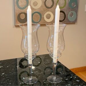 Princess House Heritage crystal hurricane candle stick holders #428 vintage